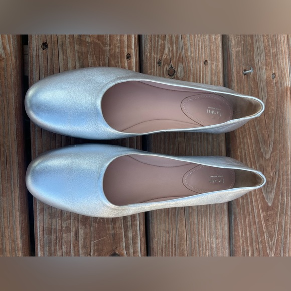 LEWIT LEA METALLIC SILVER BALLERINA FLAT LEATHER WOMEN’s Size 41 - Picture 3 of 8
